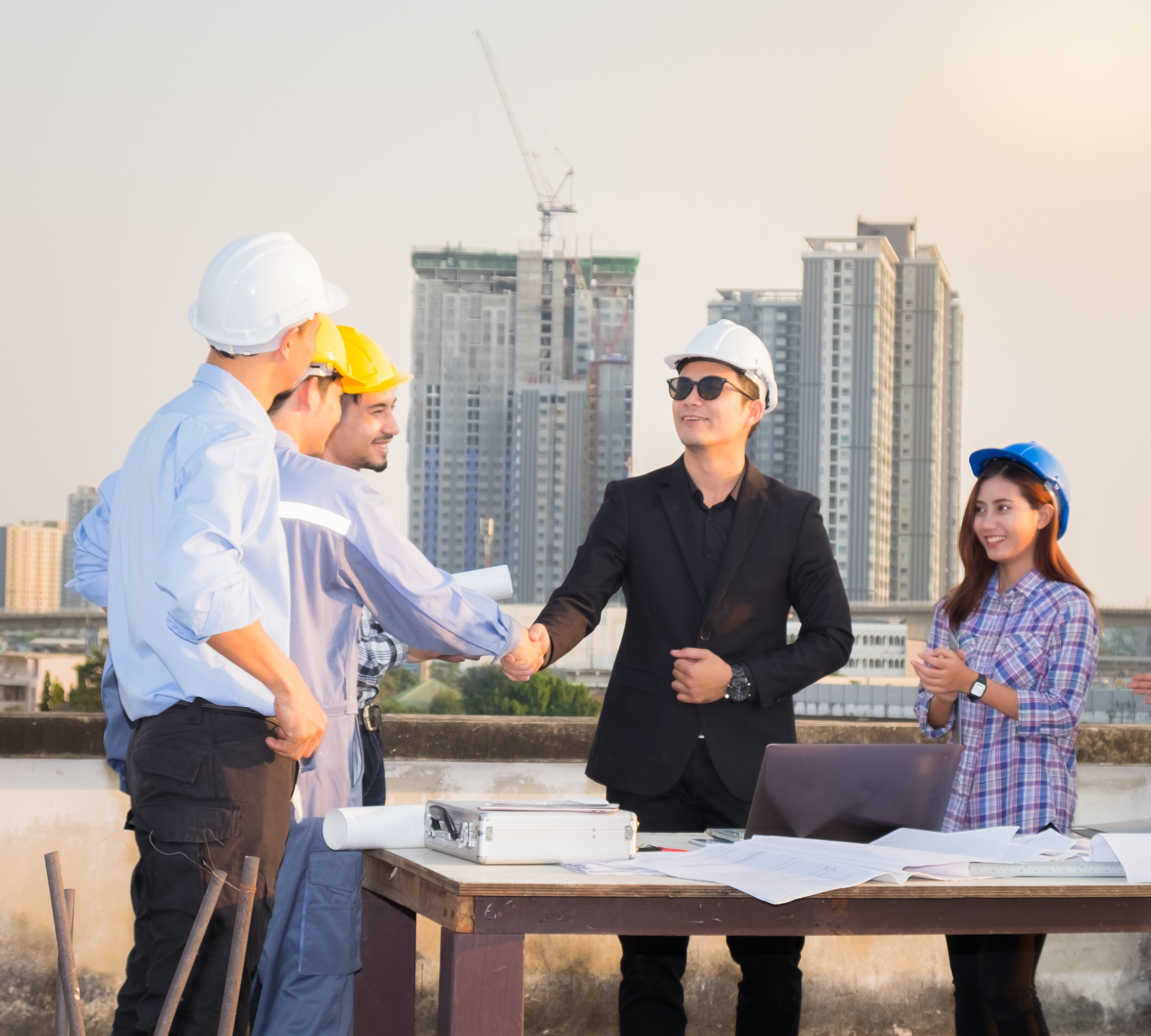 Professional engineer are planning construction