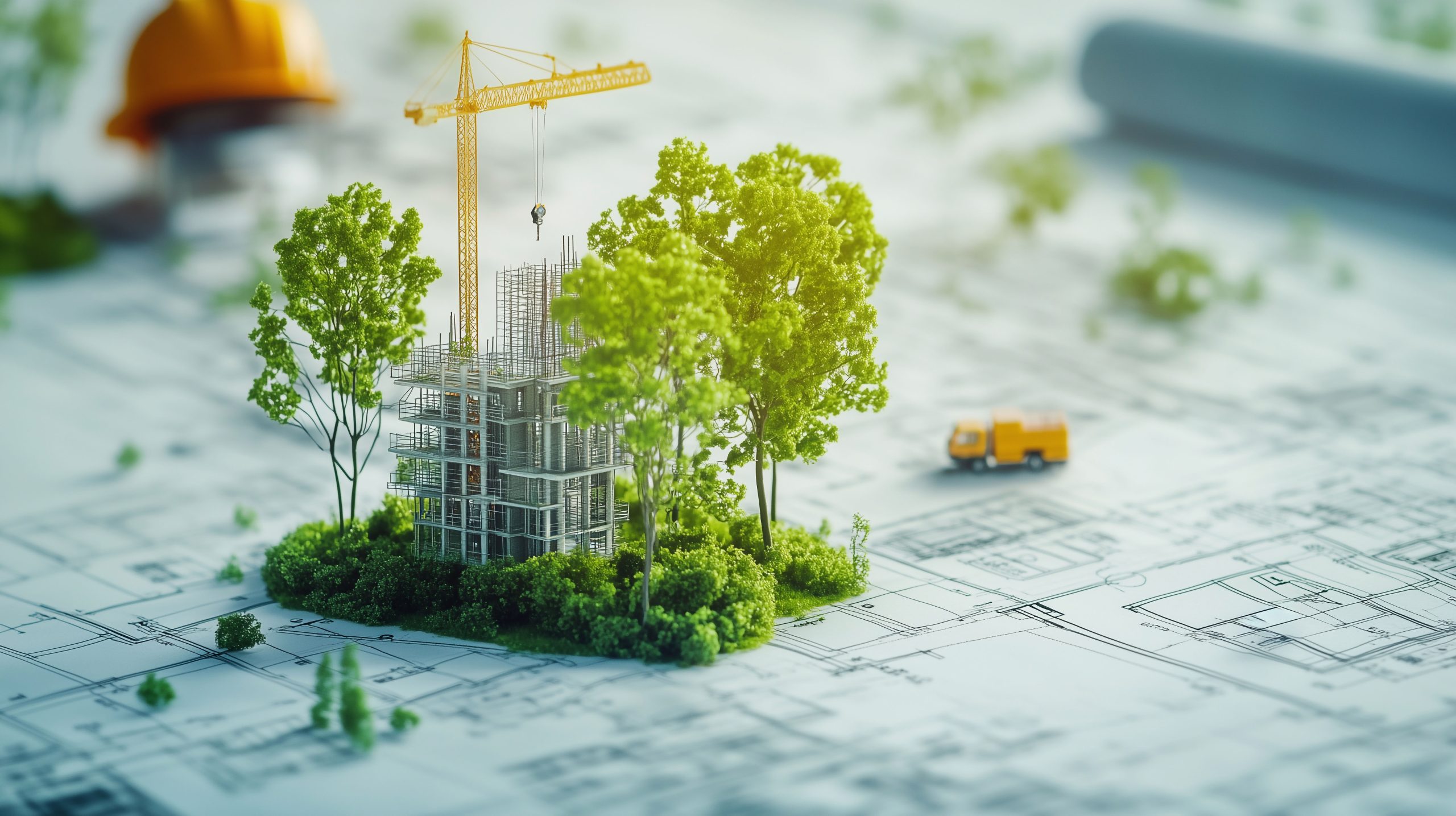 Environmental Sustainability in Construction Blueprints, environmental sustainability in construction blueprints with an image showing architects and engineers incorporating green building practices