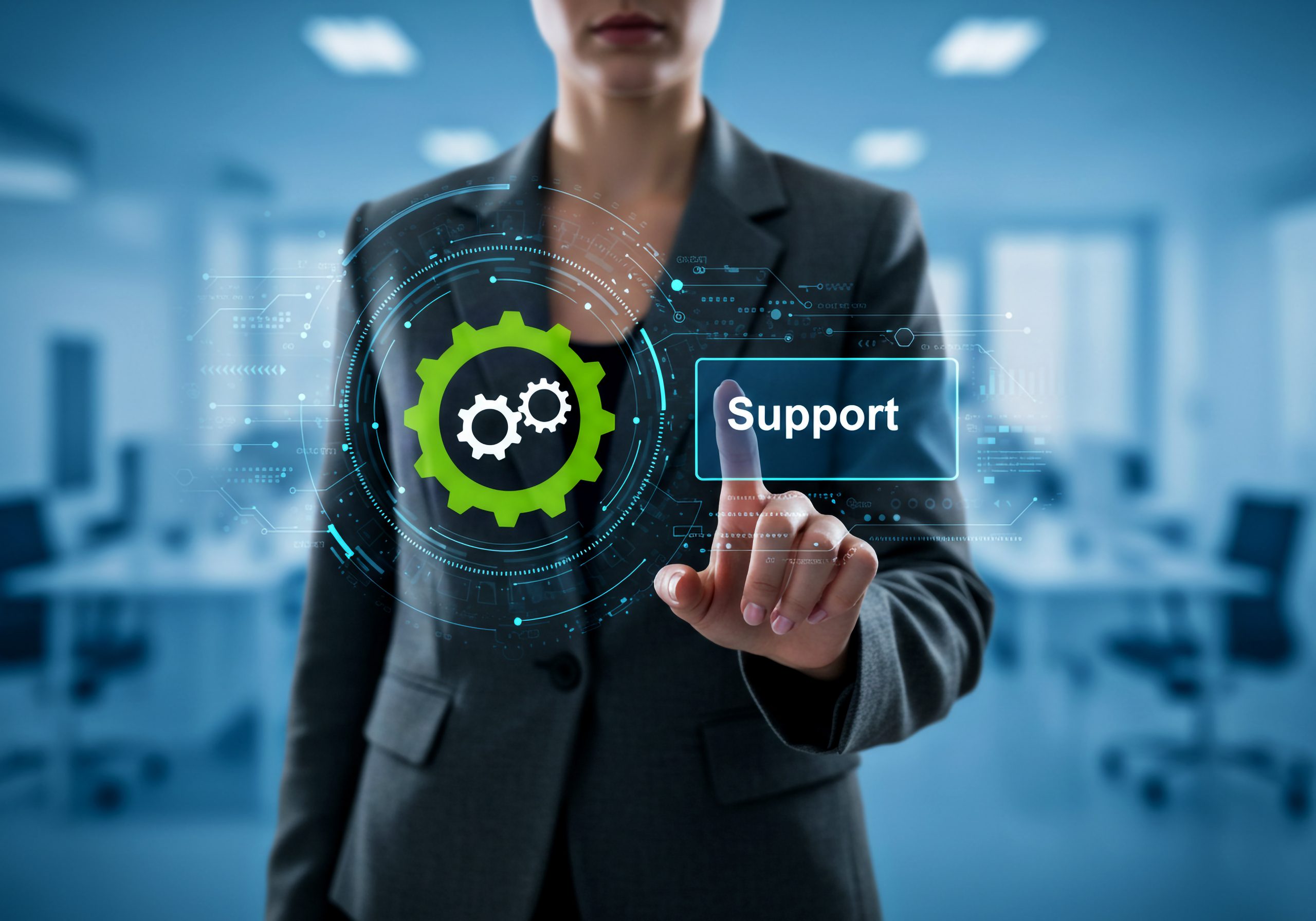 woman-interacting-with-support-button-digital-interface